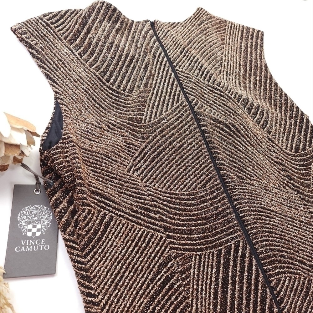 Vince Camuto Gold Black Shimmer Sheath Dress NWT Sz 8 - Picture 11 of 14